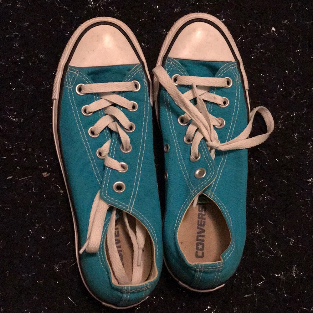 Dark turquoise converse all star shoes